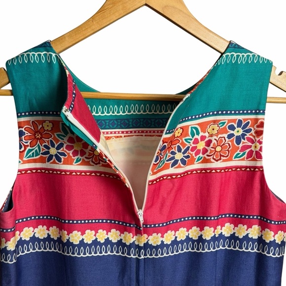 Vtg Talbots Womens Size 10 Y2K Floral Stripe Shift Dress Retro Coastal - Picture 8 of 12